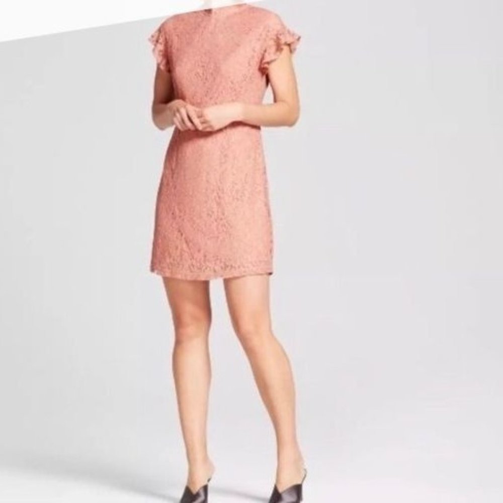 Who What Wear | Dress Maude Lace Overlay Short Sleeve Mini Size Small